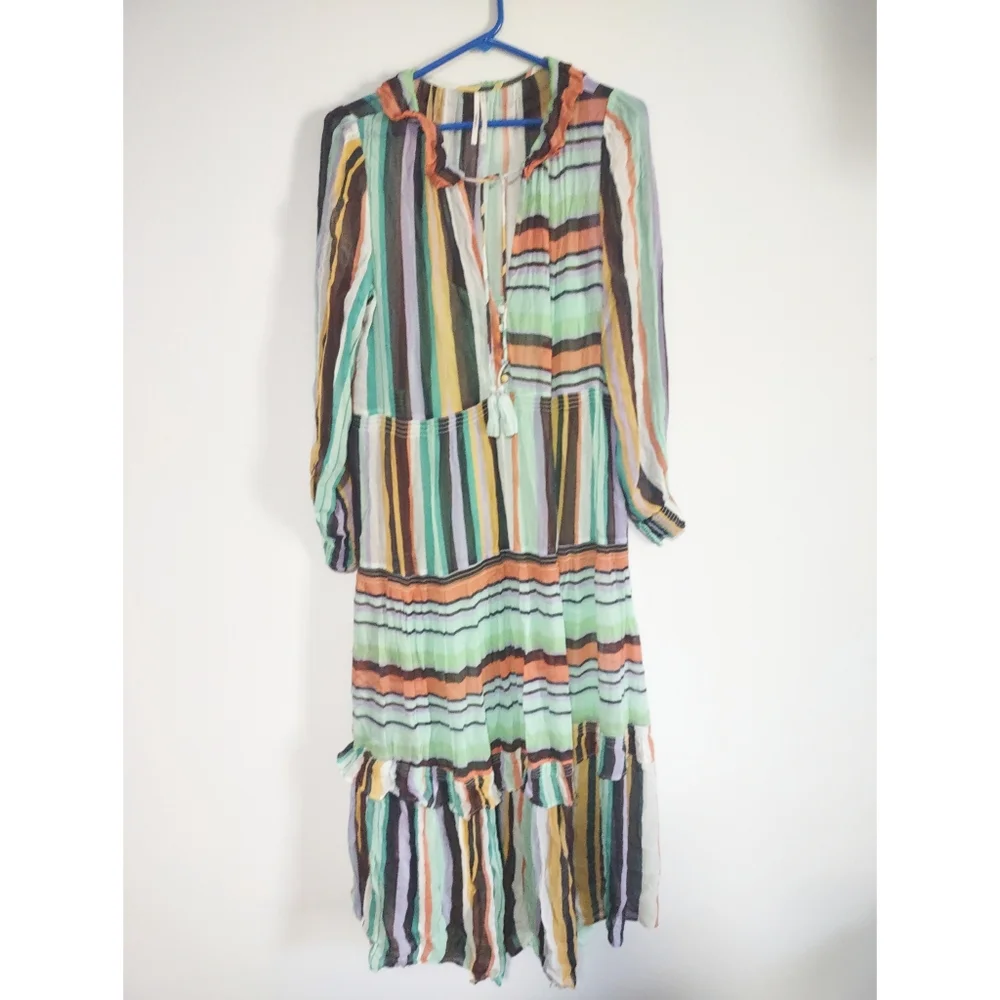 Anthropologie Marais Maxi Tiered Dress‎ Printed Chiffon